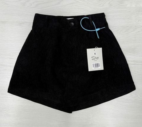 SHE4712 - QUẦN SHORT NHUNG TĂM (QUẦN LẺ) - MÀU ĐEN