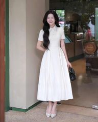 TQ4699 - ĐẦM DÁNG DÀI VIỀN CỔ LẤP LÁNH