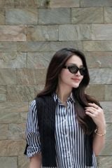 VGU1799 - SET ÁO SƠ MI SỌC DỌC - CHÂN VÁY LỤA ( KÈM KHĂN KHOÀNG)