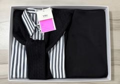 VGU1799 - SET ÁO SƠ MI SỌC DỌC - CHÂN VÁY LỤA ( KÈM KHĂN KHOÀNG)