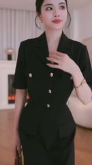 KS1523 - ĐẦM THANH LỊCH DÁNG DÀI PHỐI NẮP TÚI