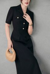 KS1523 - ĐẦM THANH LỊCH DÁNG DÀI PHỐI NẮP TÚI