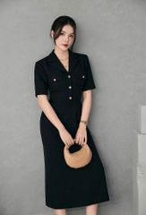 KS1523 - ĐẦM THANH LỊCH DÁNG DÀI PHỐI NẮP TÚI