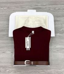 KS1526 - SET ÁO THUN ĐỎ ĐÔ - QUẦN DÀI ( KÈM NỊT)