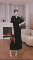 KS1523 - ĐẦM THANH LỊCH DÁNG DÀI PHỐI NẮP TÚI