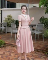 SKY9558 - ĐẦM HỒNG CỔ SƠ MI