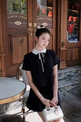 TB9579 - SET ÁO PHỐI NƠ CỔ - CHÂN VÁY NGẮN