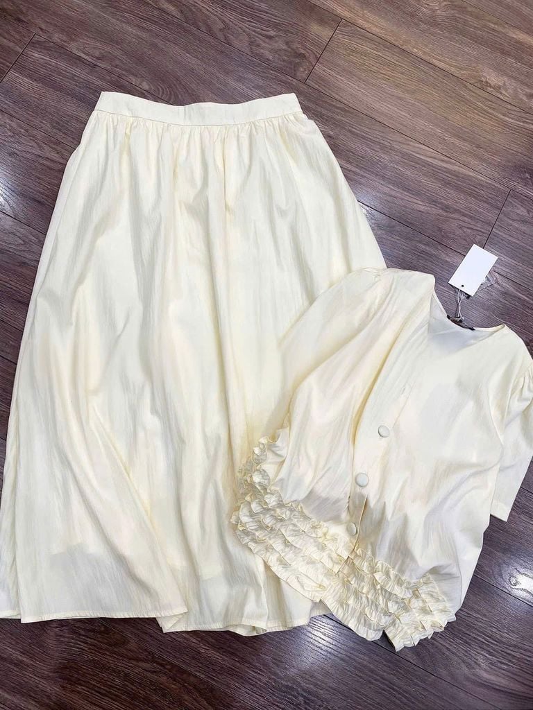 VGU1705 - SET KEM ÁO VIỀN BÈO - CHÂN VÁY DÀI