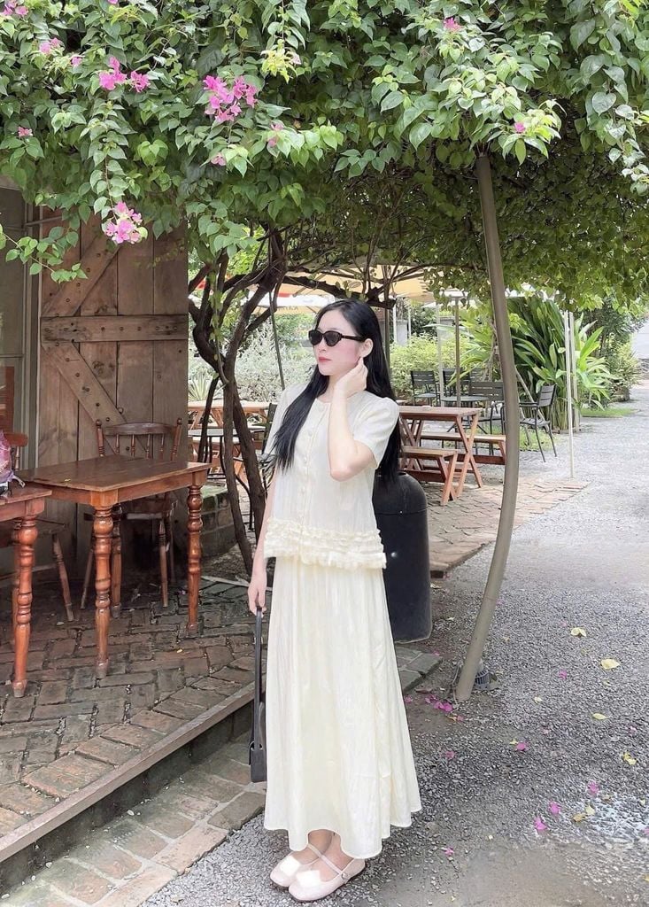 VGU1705 - SET KEM ÁO VIỀN BÈO - CHÂN VÁY DÀI