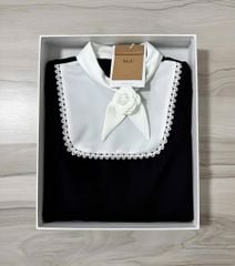 VGU1804 - ĐẦM DÀI PHỐI NƠ CỔ TAG HOA