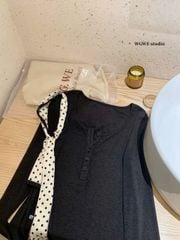 LEN4975 ÁO THUN TAY DÀI PHỐI NÚT WGWE (XÁM)