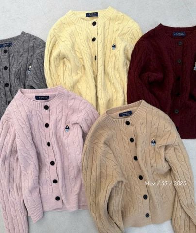 LEN4980 KHOÁC LEN GẤU NÚT ĐEN (VÀNG) 80576