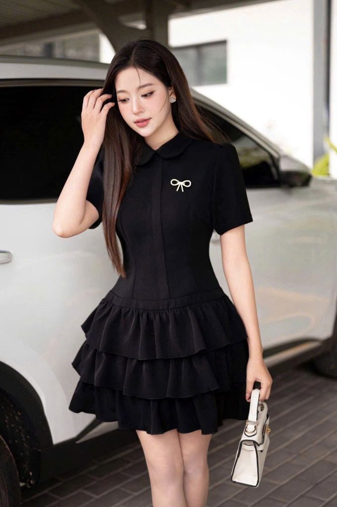 SHE4715 - ĐẦM TẦNG NGẮN - KÈM QUẦN TRONG + TAG NƠ