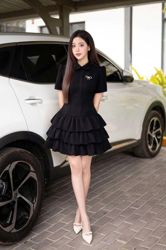 SHE4715 - ĐẦM TẦNG NGẮN - KÈM QUẦN TRONG + TAG NƠ