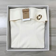 VGU1815 - ĐẦM CÚP NGỰC - KÈM DÂY CHOÀNG VAI - MÀU KEM