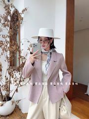 LEN5082 KHOÁC DẠ ÉP NHŨ PHỐI TÚI FORM NGẮN (TÍM) 983-171