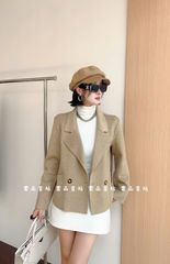 LEN5080 KHOÁC DẠ ÉP NHŨ PHỐI TÚI FORM NGẮN (RÊU) 983-171