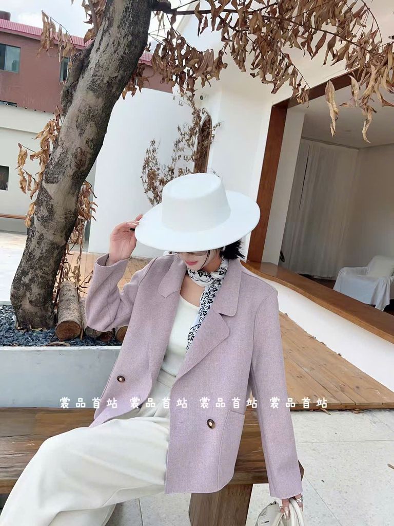 LEN5082 KHOÁC DẠ ÉP NHŨ PHỐI TÚI FORM NGẮN (TÍM) 983-171