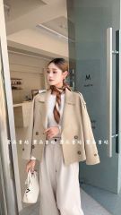 LEN5072 KHOÁC DẠ ÉP NHŨ CỔ VEST FORM NGẮN (NÂU) 983-208