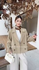 LEN5072 KHOÁC DẠ ÉP NHŨ CỔ VEST FORM NGẮN (NÂU) 983-208