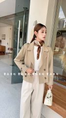 LEN5072 KHOÁC DẠ ÉP NHŨ CỔ VEST FORM NGẮN (NÂU) 983-208