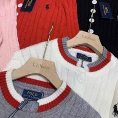 LEN5100 CARDIGAN LEN NGỰA (HỒNG) VIỀN XÁM