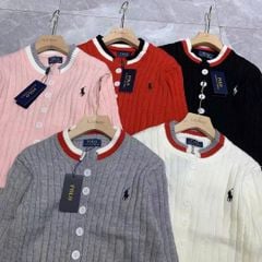 LEN5100 CARDIGAN LEN NGỰA (HỒNG) VIỀN XÁM