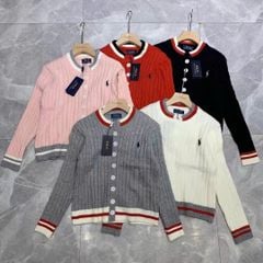 LEN5100 CARDIGAN LEN NGỰA (HỒNG) VIỀN XÁM
