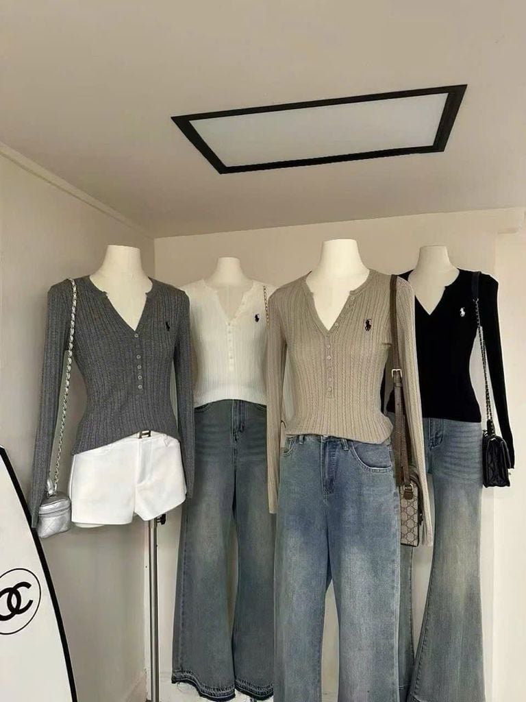 LEN5229 ÁO LEN NGỰA TAY DÀI PHỐI NÚT (NÂU DA) 8807