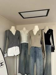 LEN5229 ÁO LEN NGỰA TAY DÀI PHỐI NÚT (NÂU DA) 8807