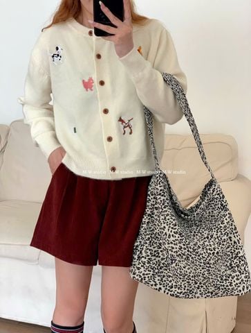 LEN5196 CARDIGAN LEN THÊU CÚN (KEM)