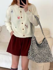 LEN5196 CARDIGAN LEN THÊU CÚN (KEM)