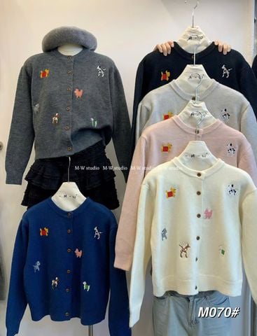 LEN5196 CARDIGAN LEN THÊU CÚN (KEM)