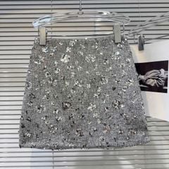 TB9628 CHÂN VÁY DẠ KIM SA NGẮN (XÁM)