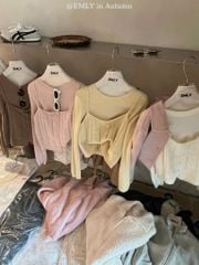 LEN5236 SET LEN ÁO TAY DÀI PHỐI ÁO DÂY (KEM) F816