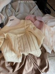 LEN5236 SET LEN ÁO TAY DÀI PHỐI ÁO DÂY (KEM) F816