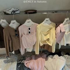 LEN5236 SET LEN ÁO TAY DÀI PHỐI ÁO DÂY (KEM) F816