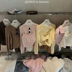 LEN5236 SET LEN ÁO TAY DÀI PHỐI ÁO DÂY (KEM) F816