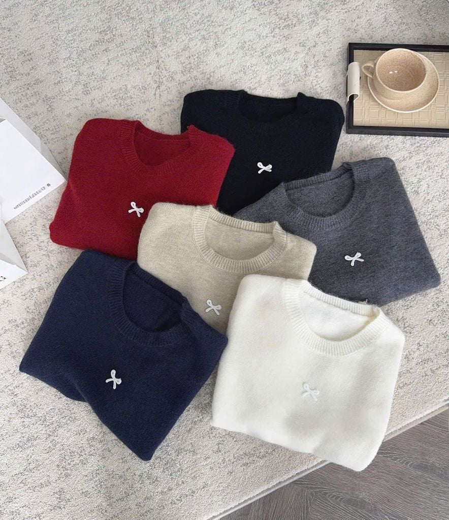 LEN5274 ÁO LEN NƠ TAY NGẮN (DA) 8355