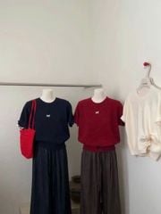 LEN5275 ÁO LEN NƠ TAY NGẮN (XĐEN) 8355