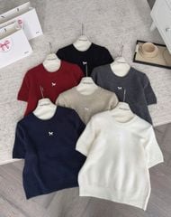 LEN5274 ÁO LEN NƠ TAY NGẮN (DA) 8355