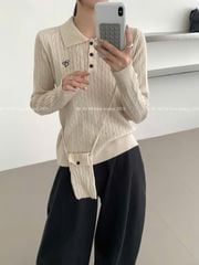 LEN5281 POLO LEN THỪNG THÊU CHỮ + TÚI (DA) 2975