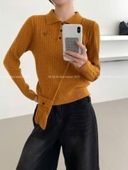 LEN5283 POLO LEN THỪNG THÊU CHỮ + TÚI (VÀNG) 2975