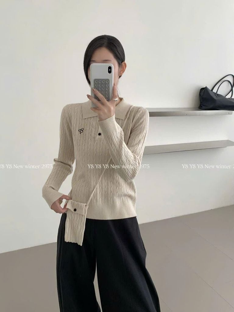 LEN5281 POLO LEN THỪNG THÊU CHỮ + TÚI (DA) 2975