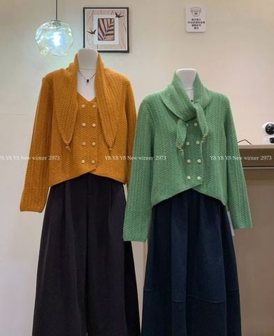 LEN5382 KHOÁC LEN NÚT 2HÀNG PHỐI CHOÀNG (TÍM) 2973