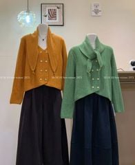 LEN5382 KHOÁC LEN NÚT 2HÀNG PHỐI CHOÀNG (TÍM) 2973