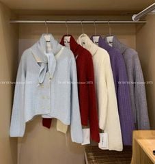 LEN5382 KHOÁC LEN NÚT 2HÀNG PHỐI CHOÀNG (TÍM) 2973