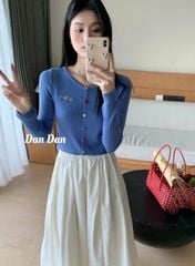 LEN5485 KHOÁC LEN NÚT BỌC MÀU (HỒNG TÍM) 0186