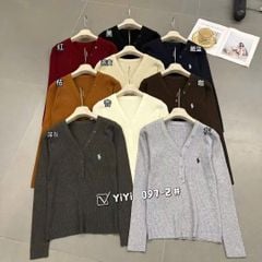 LEN5443 ÁO LEN NGỰA CỔ V PHỐI NÚT (KEM) 097-2