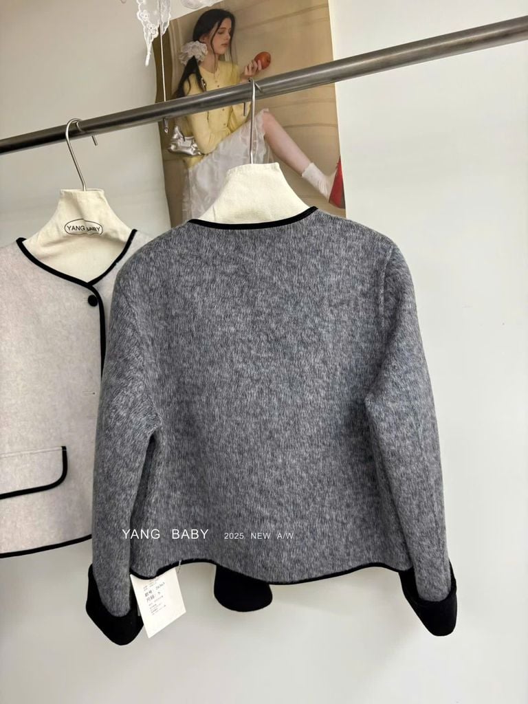 LEN5567 KHOÁC DẠ ÉP PHỐI VIỀN (XÁM) 26363